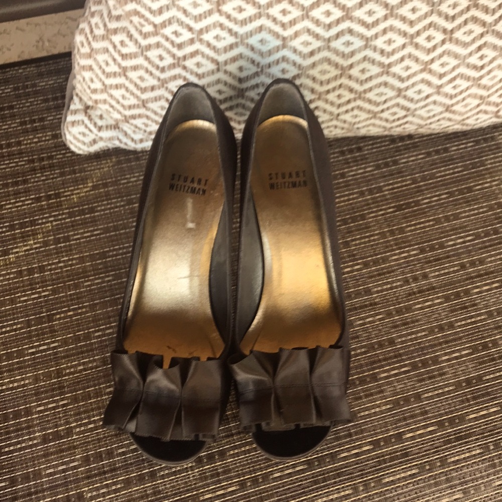Stuart Weitzman - Brown Satin Heels